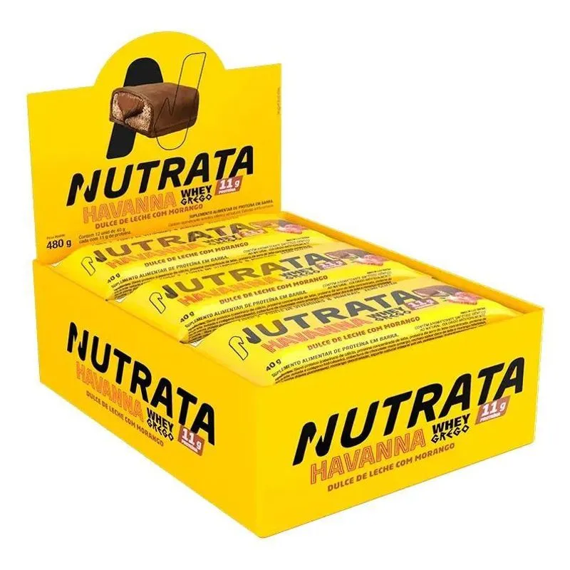 3x Whey Grego Bar Doce De Leite Havanna Cx 12 Un 40gr - Nutr