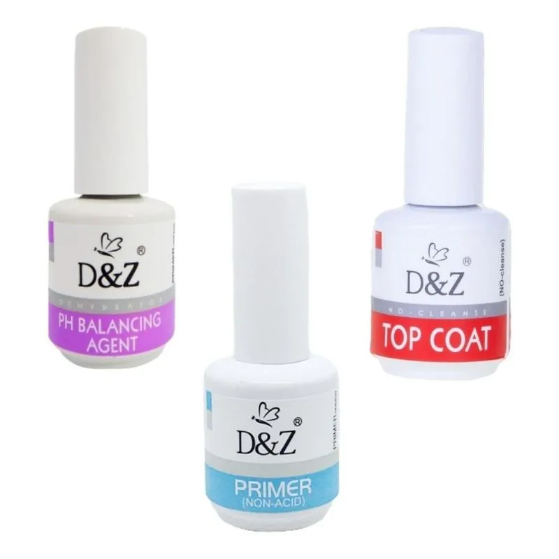 Kit Alongamento Unhas Gel D&z Top Coat Primer Ph Dz