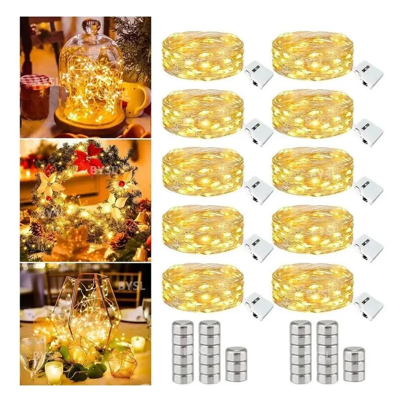 3x Kit 10 Fio Fada Cordão Luz Decoração Bysl Luzes De Fada L