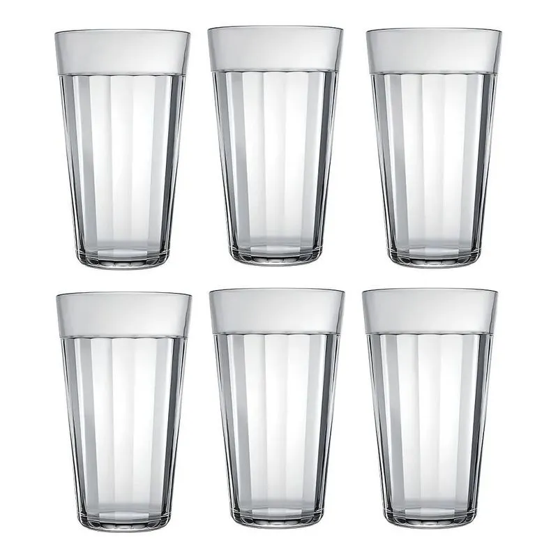 Jogo 6 Copo Americano Em Vidro Long Drink 450ml Nadir