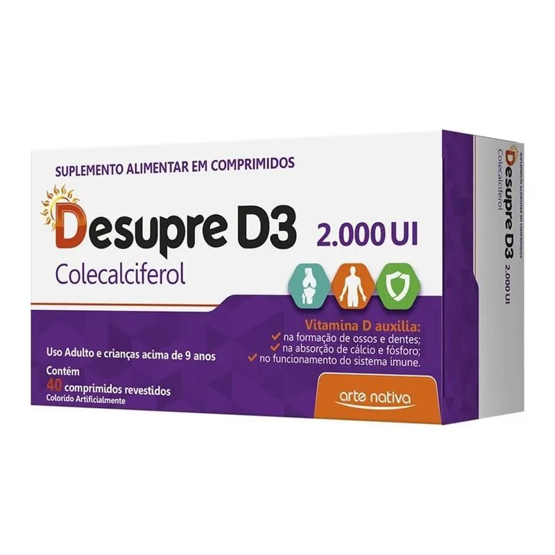 Vitamina D Desupre D3 2000ui Arte Nativa 40 Comprimidos