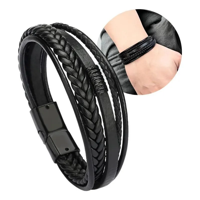 10x Mix Pulseiras Masculina Homem Couro Trançada P02 Origin