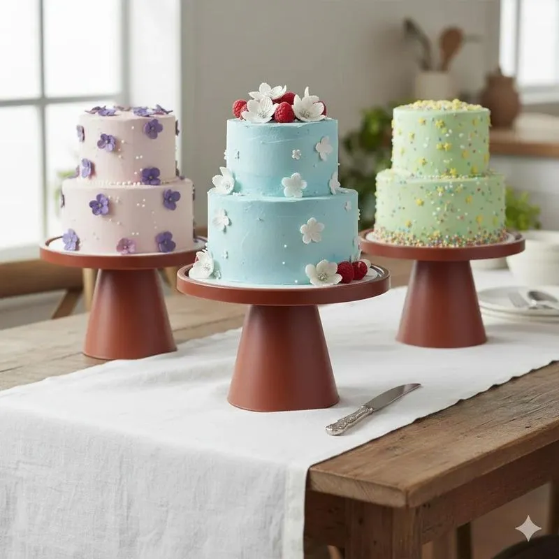 Kit 3 Boleira Cone 21cm - Festa - Decoração - Lançam Marrom