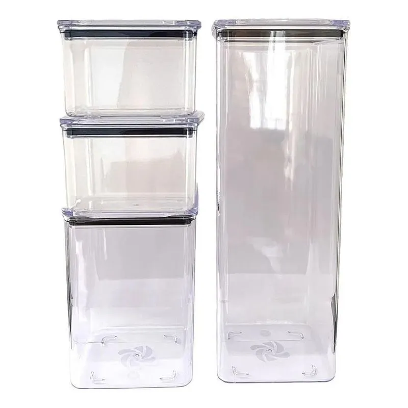 Kit 4 Potes Herméticos 3 Tamanhos Para Armazenar Alimentos Transparentes