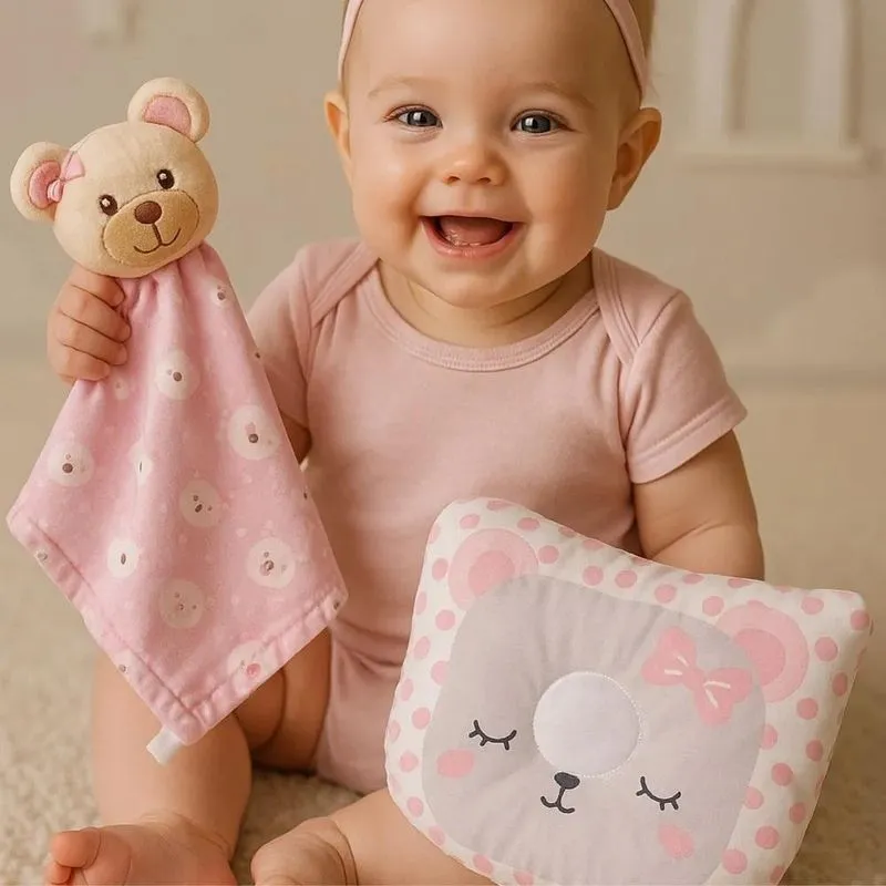 Kit Naninha Com Bichinho Pelúcia E Travesseiro Ana Ursinha