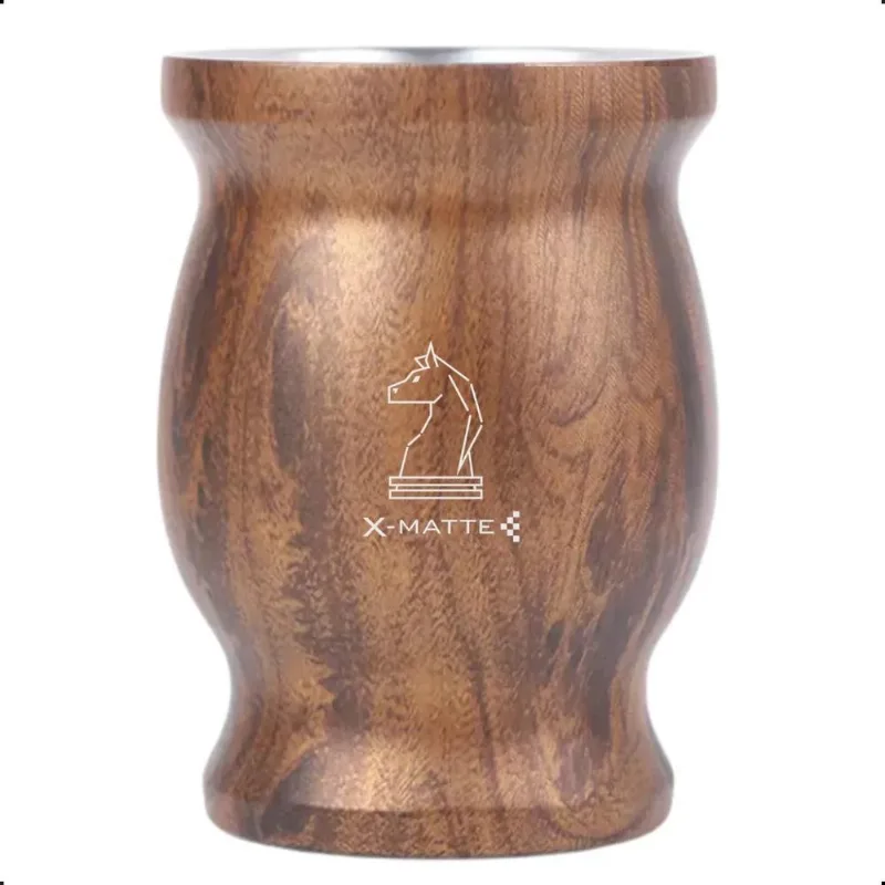 Cuia Térmica Amadeirada Mate Chimarrão Tererê De Aço Inox -
