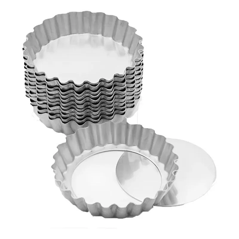 Kit Com 12 Forma Crespa Alumínio Mini Torta N6 Fundo Falso