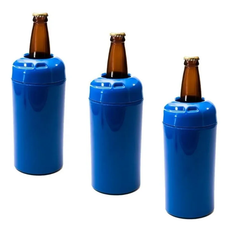Porta Garrafa Cerveja 600ml Cervegela Kit 3 Pecas Bar Co Azu