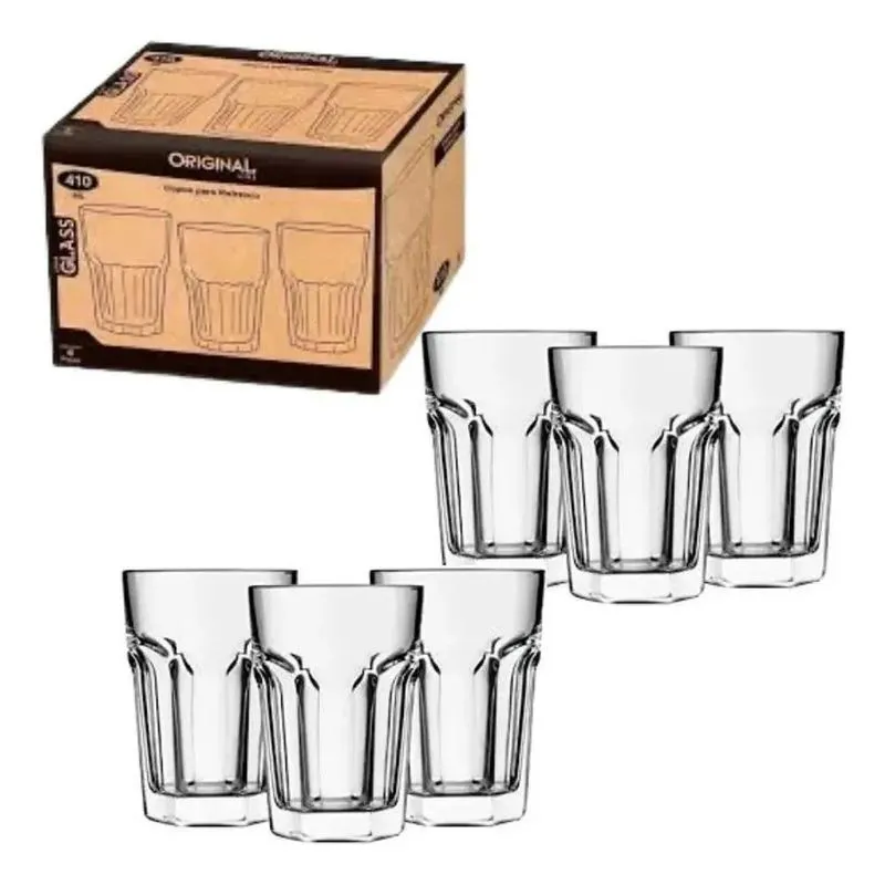 Jogo 6 Copos Vidro Grosso 360ml Cerveja Suco Drink Premium