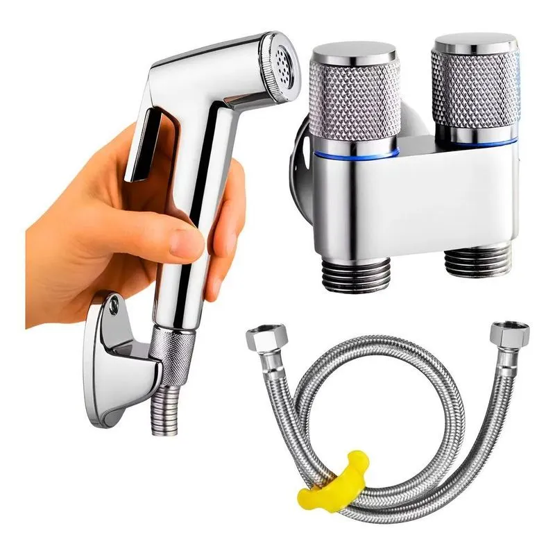 Ducha Higiênica Kit Completo Com Registro Com Duas Prateado