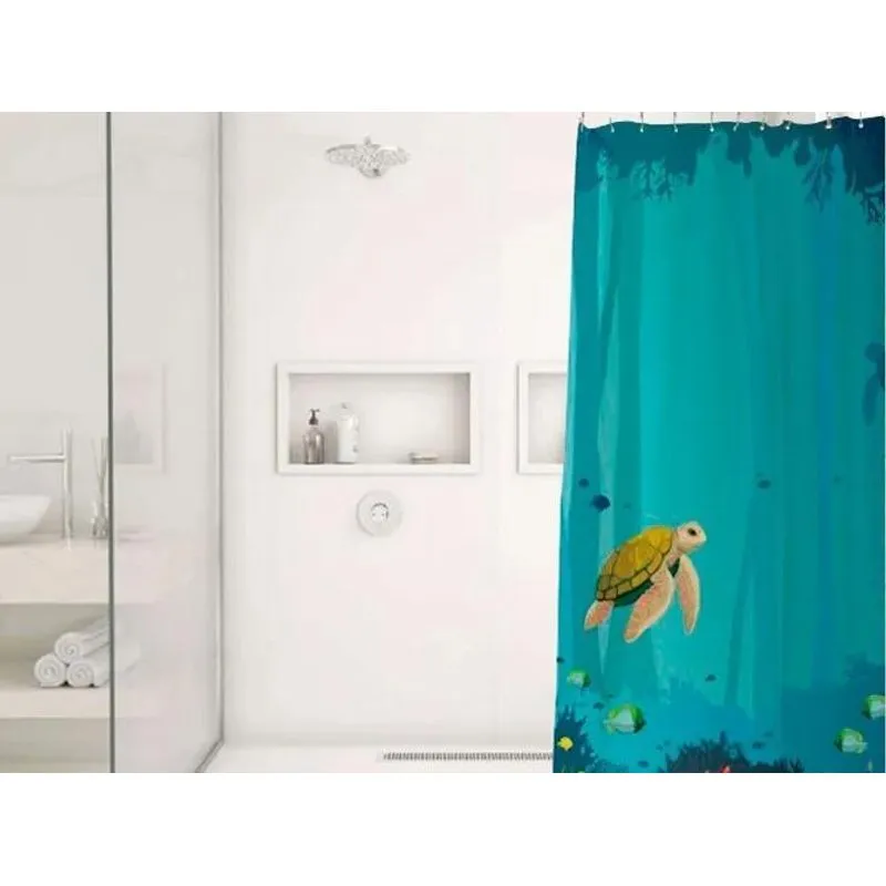 Cortina Box Grossa Antimofo Pvc 1,98 X 1 Azul Mar