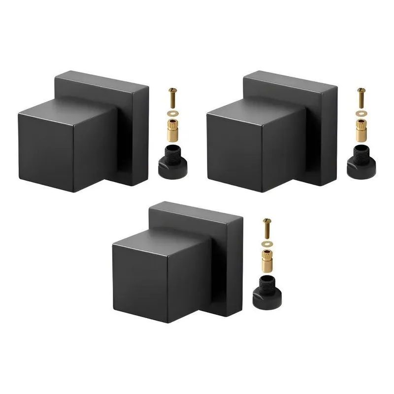 3 Acabamento Registro Quadrado 1/2-3/4+Adaptador Docol Preto