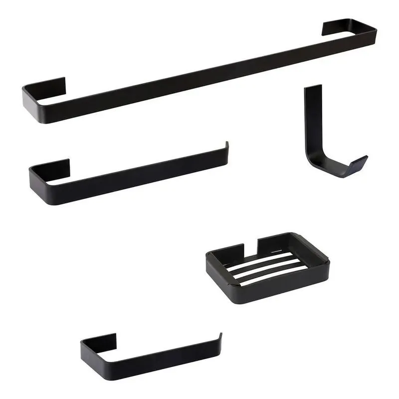 Kit De Acessórios Para Banheiro 5 Peças Stander Preto