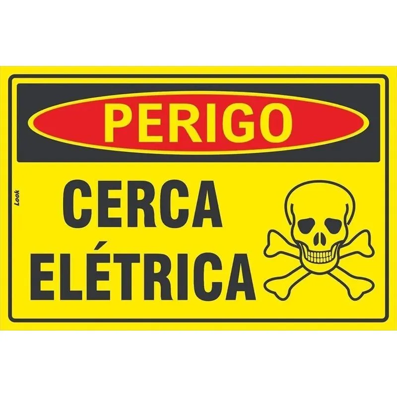 3x Placa Alerta Sinalização Cerca Elétrica Eletrificada Cuid