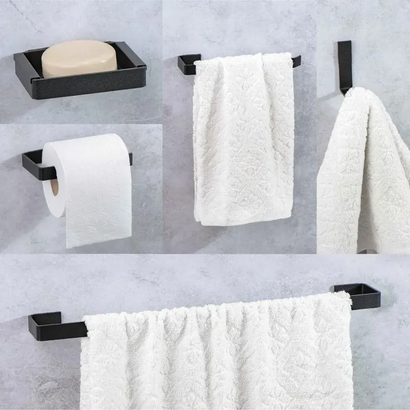 Kit Acessórios Para Banheiro 5 Peças Preto