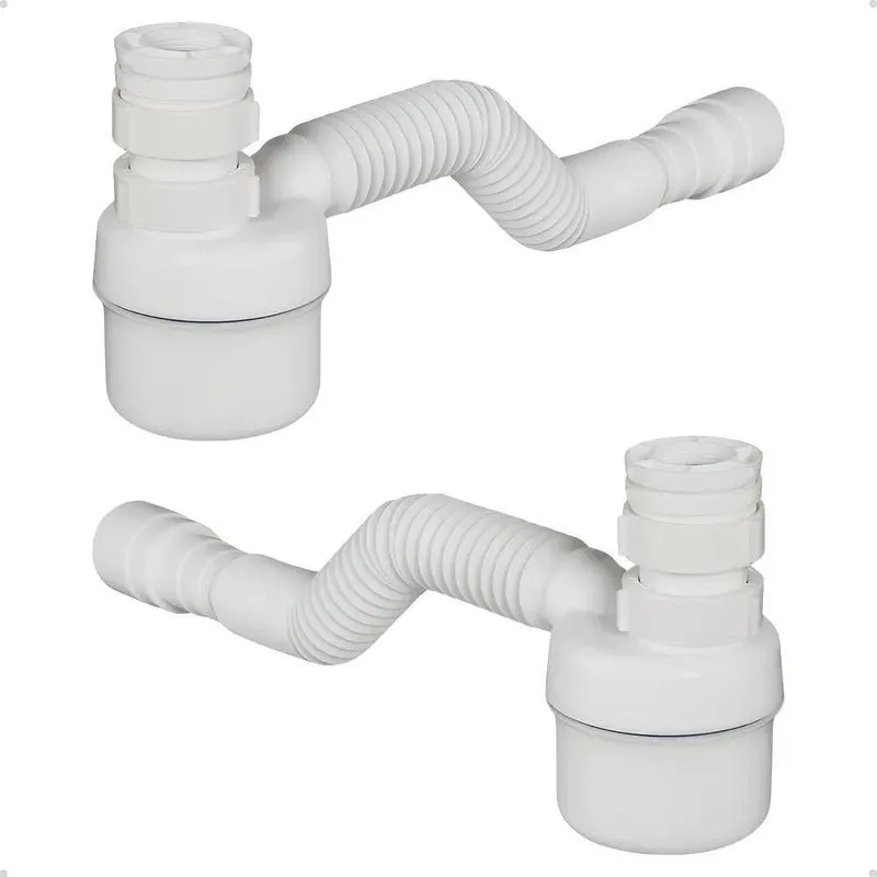 Kit 2 Sifões Copo Sanfonado Tigre Cor Branco
