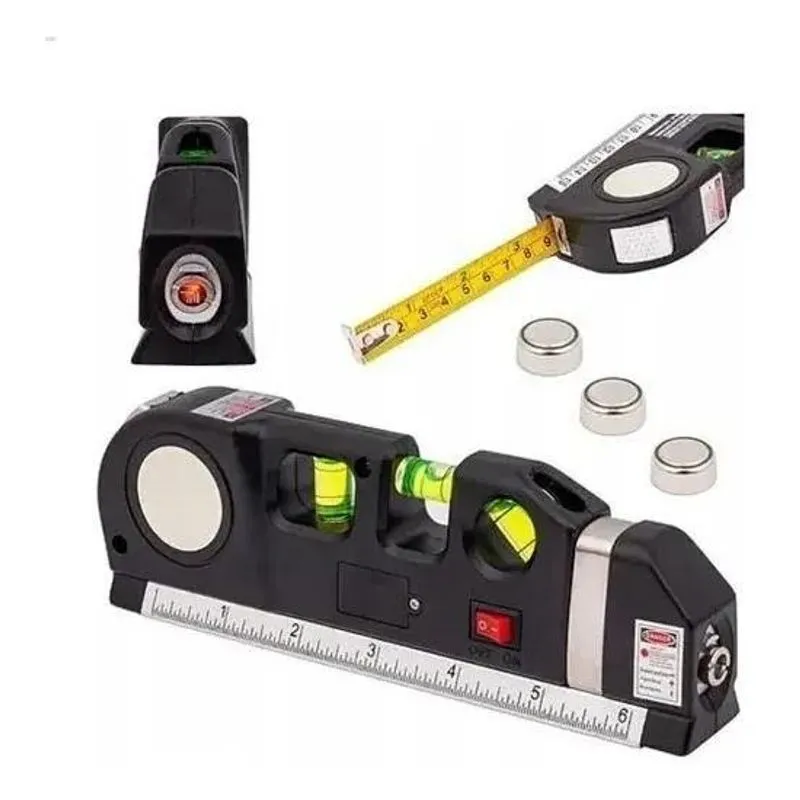 10x Nível A Laser 3 Linhas E Trena Régua Nivelador Pedreiro