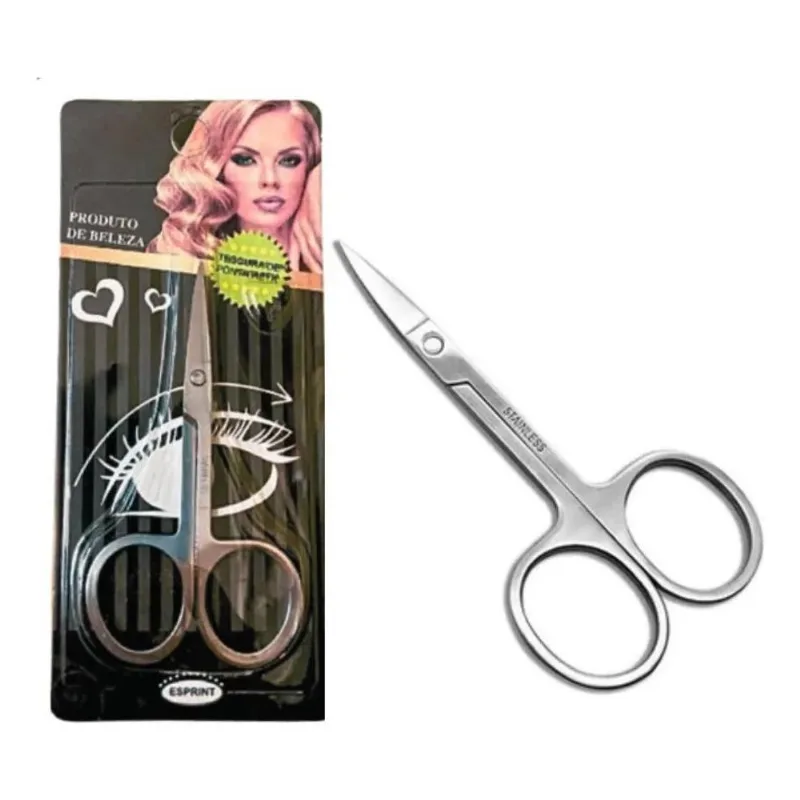 2x Tesoura Para Unha Sobrancelha Tesourinha Ponta Reta Inox