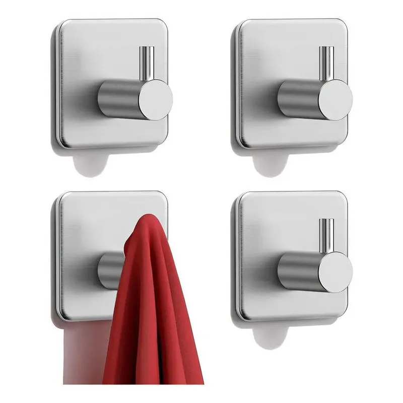 Kit De Ganchos Adesivos Autoadesivo Escovado Inox 30 Pratead