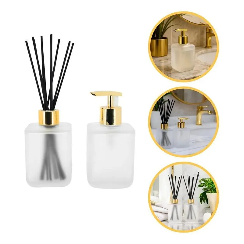 Kit Banheiro Lavabo Difusor De Ambiente E Saboneteira Dourad