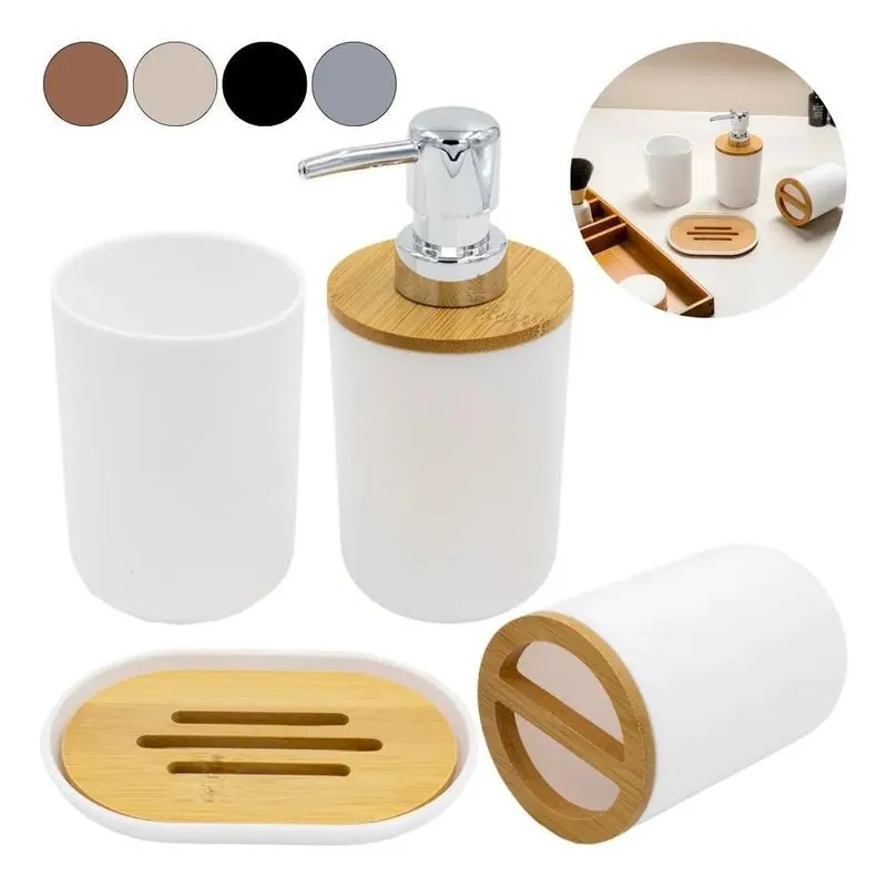 Kit Acessórios De Banheiro Lavabo 4 Peças Plástico Made Bran