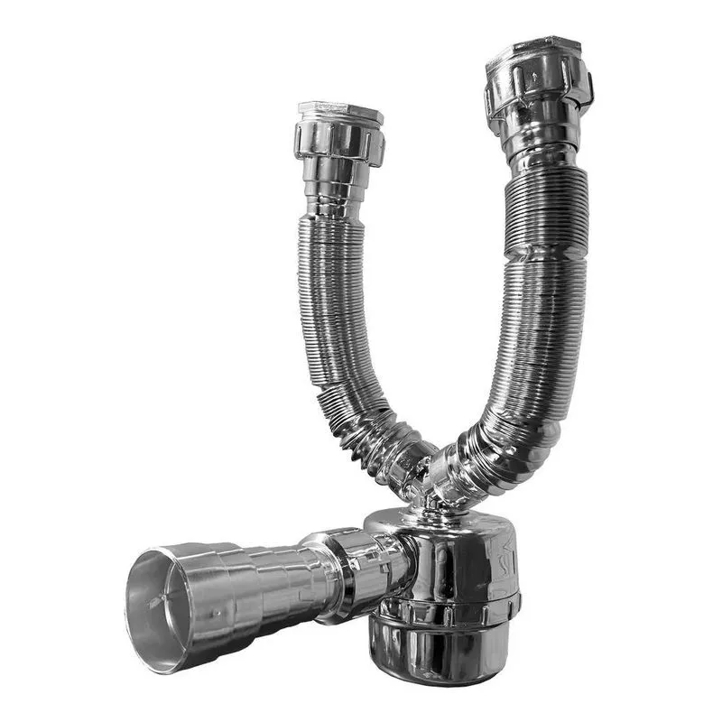 Sifão Duplo Universal Extensível Copo Cromado Pia Cozinha