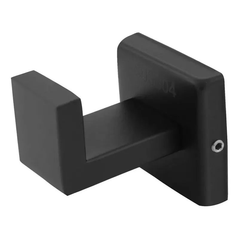 Suporte Gancho Parede Cabide Banheiro Quadrado Inox Preto