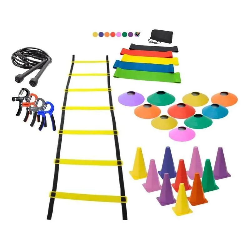 10x Kit Treino Funcional Agilidade 10 Cones 10 Chapeu Escad