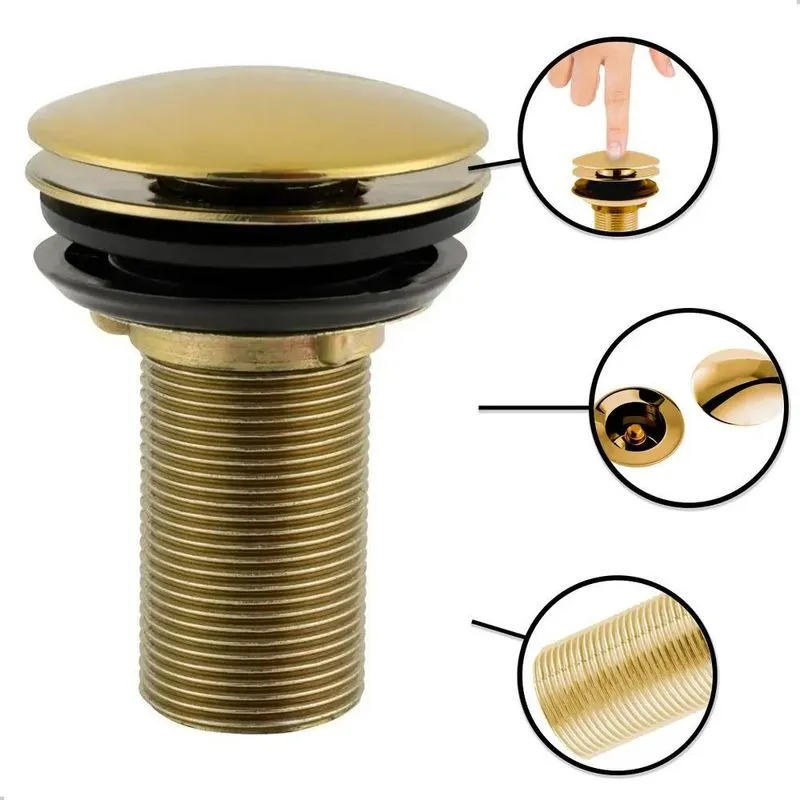 Válvula Click Dourada Gold Para Pia Lavatório Cuba Metal 7/8