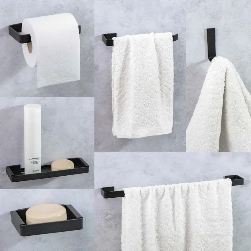 Kit Acessórios Para Banheiro 6 Peças Preto