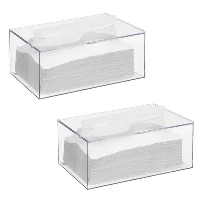 Kit 2 Caixa Porta Papel Toalha Lenço Mão Acrílico Mesa Pia