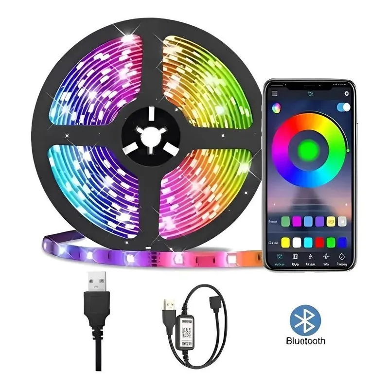 Fita Led Bluetooth Usb 5m Resistente Para Sala Quarto Tv Cor