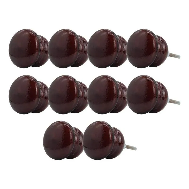 10 Peças Puxador De Madeira Ponto Redondo Para Gaveta Arm Mogn