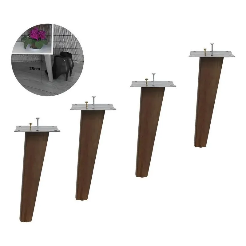 Pé Palito Inclinado 25cm Kit 4 Pé Espada Nogueira 25cm
