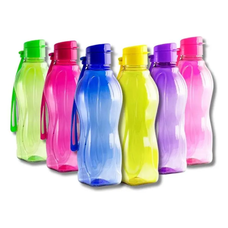 3x Kit 6 Garrafas Squeeze Colorida Água Para Treino 600 Ml