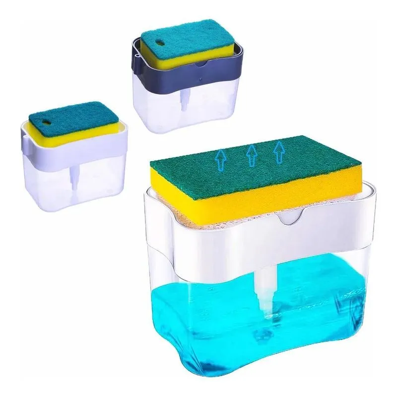 3x Dispenser Detergente 2x1 Suporte Porta Bucha Esponja Sab