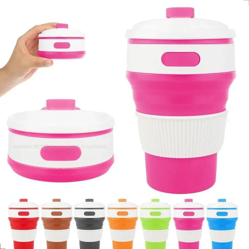 Copo De Silicone Retrátil Dobrável - Ecológico Rosa-chiclet