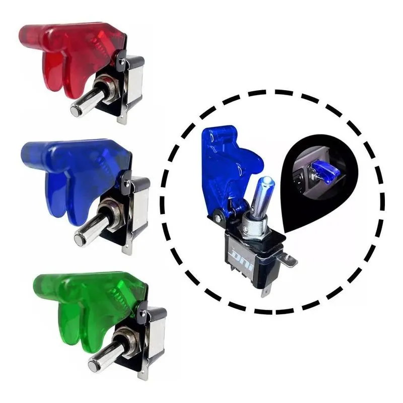 3x Chave Tic Tac Caça Botão Liga Desliga On Off Led Transpar
