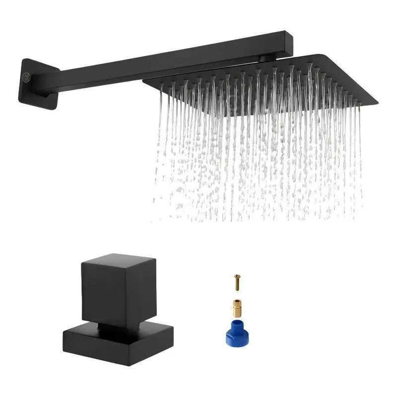 Chuveiro Ducha Quadrado Slim Preto E 1 Acabamento Quadrado