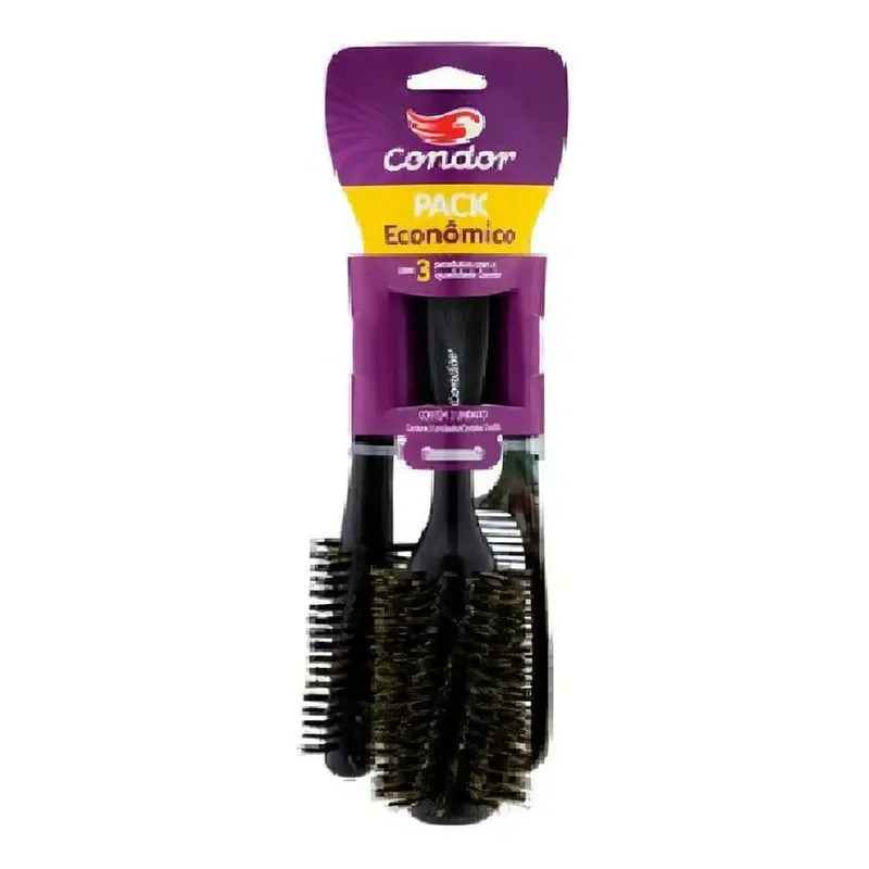 Kit 2 Escova + 1 Pente Condor Eco 9676 Cor Preto