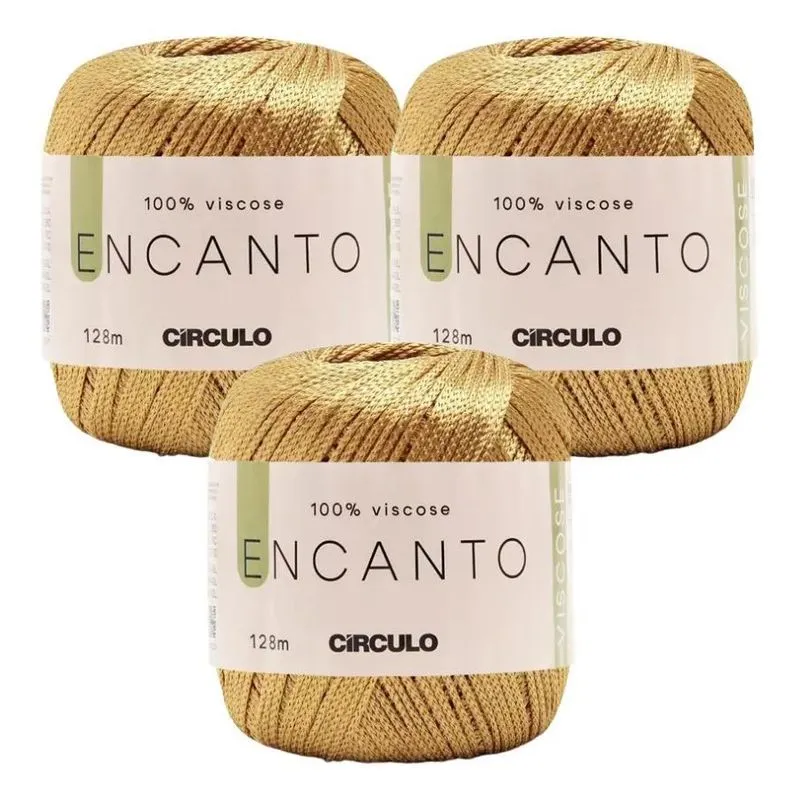 2x Linha Fio Encanto Dourado Kit 3 Novelos - Círculo
