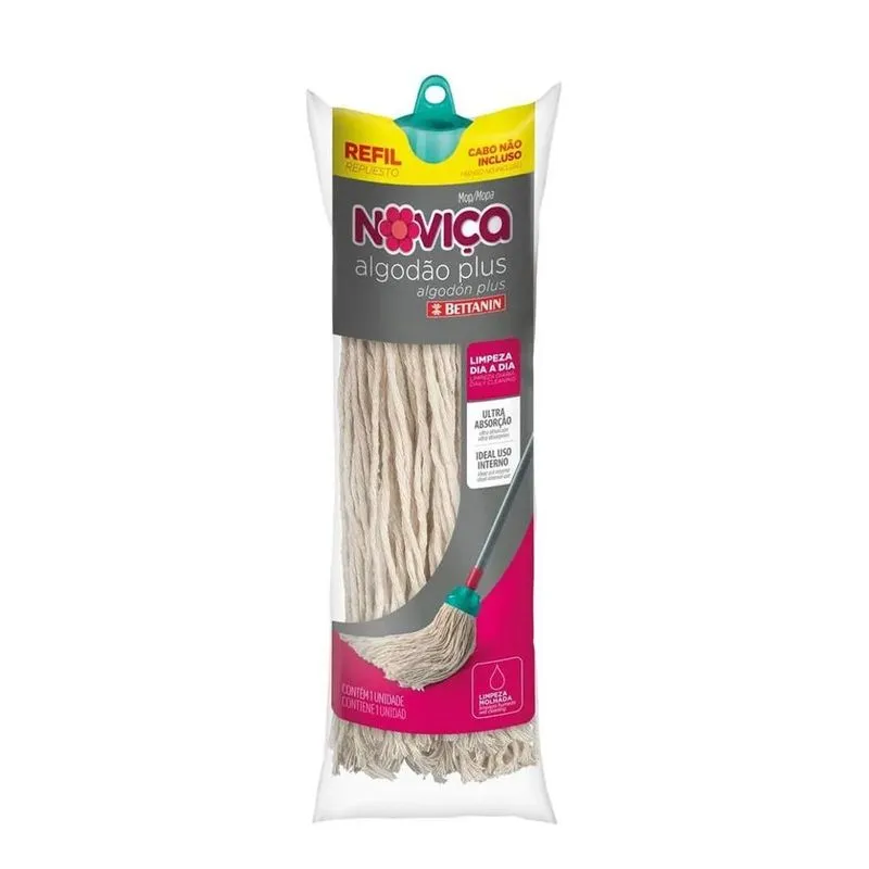 3x Refil Mop Esfregão Algodão Noviça Bettanin Cor Branco