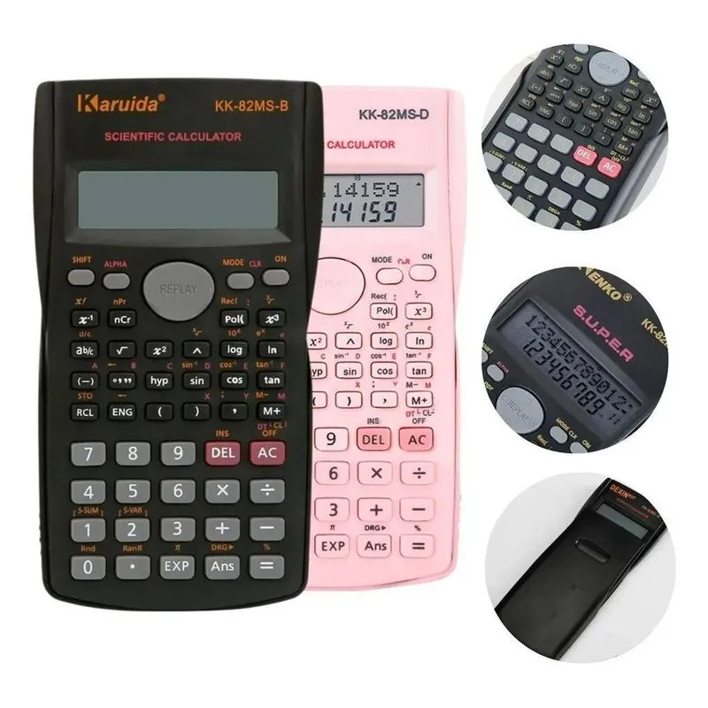 3x Calculadora Científica 240 Funções 10 Dig+2 E 2 Linhas Fu