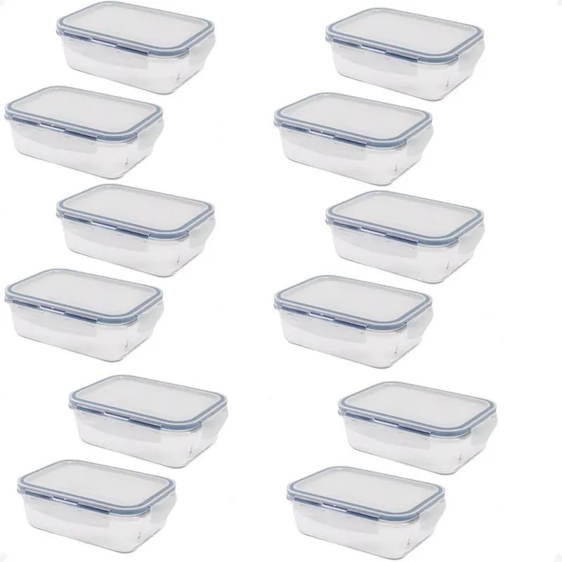 12 Pote Hermético Borossilicato Retangular 1040Ml Microondas