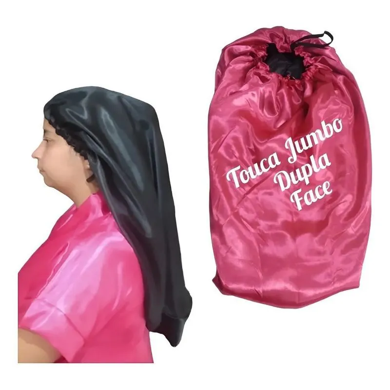 Touca Dupla Face De Cetim Jumbo Trança Rosa Pink 0