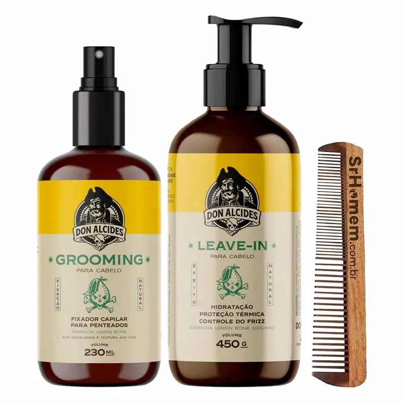 Grooming Leave-in Cabelo Lemon Bone Pente Duplo Don Alcides