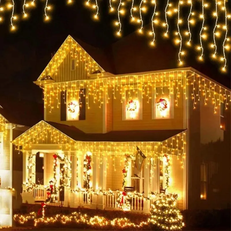 Cascata 400 Leds 10m Fio Branco Luz Quente Branco Quente 11