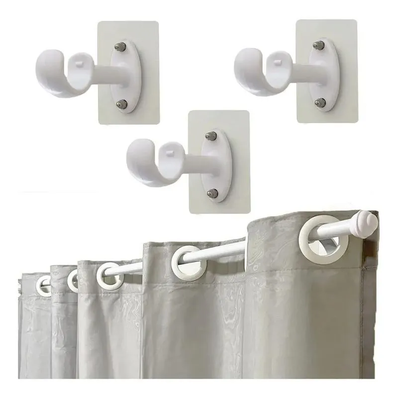 Suporte Cortina Adesivo Varão Até 28mm Kit 3 Branco