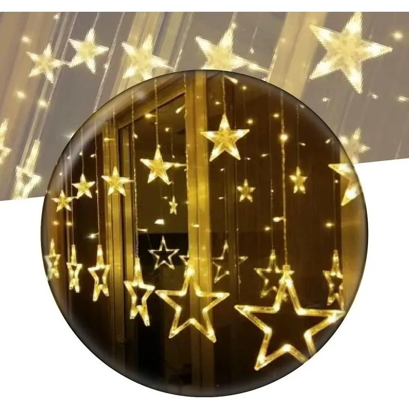 Cascata Estrela Decoração Natal 138 Leds Cores F Colorido 22