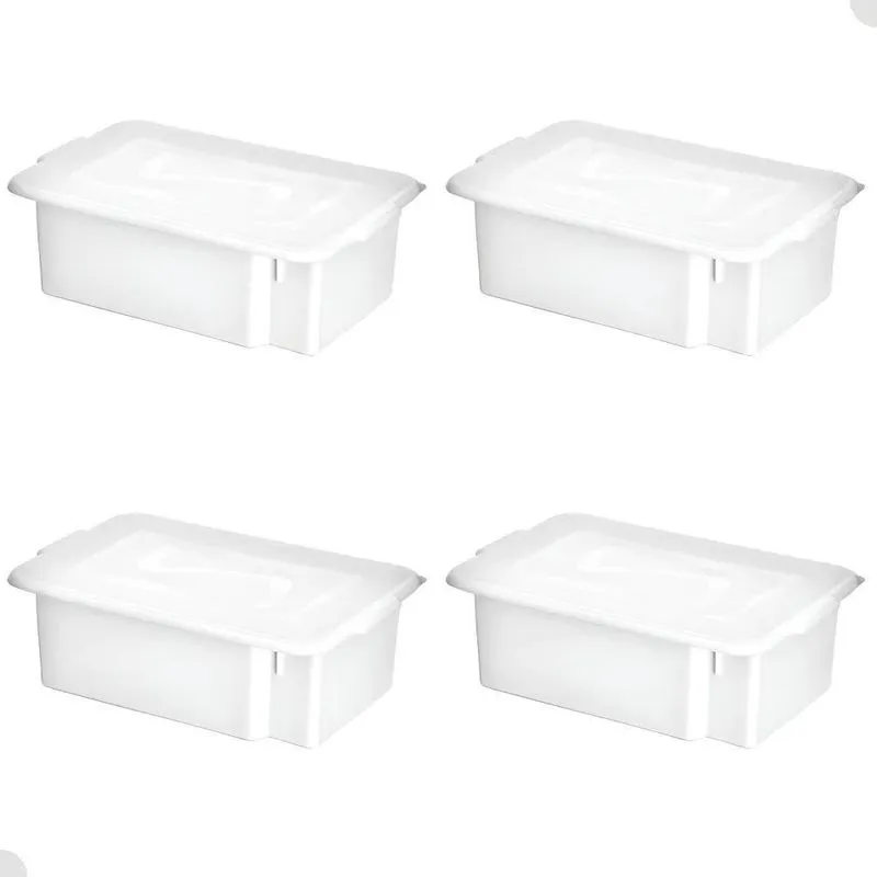 Kit 4 Caixas Organizadoras Bandeja Multiuso Tampa Branca 12l